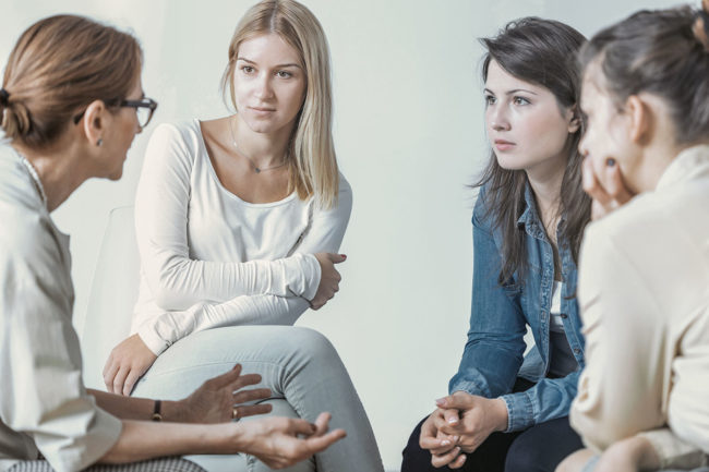 women in group therapy activities